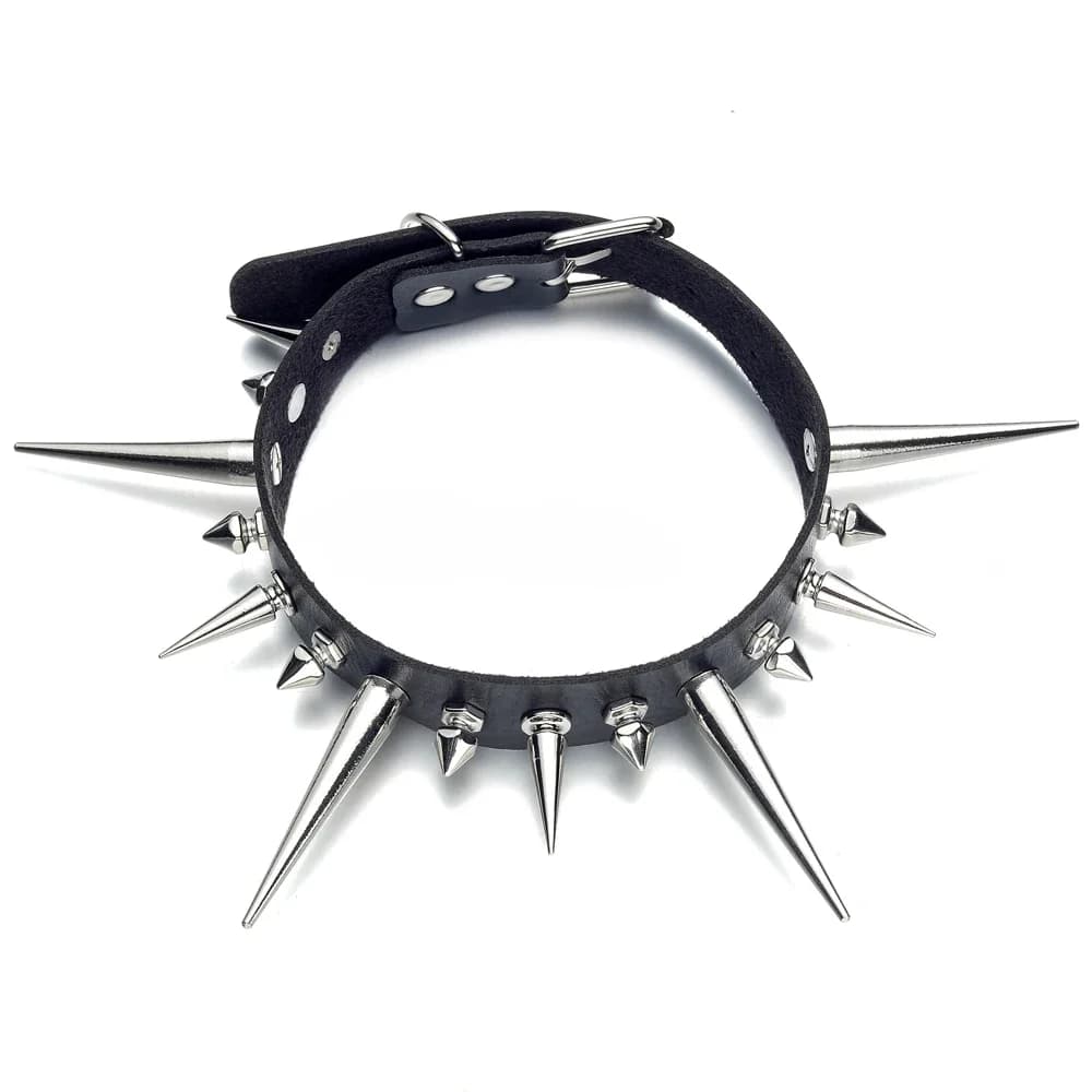Collier ras du cou Punk en Faux cuir pour femmes et hommes, longs Rivets cloutés, Style gothique, accessoires