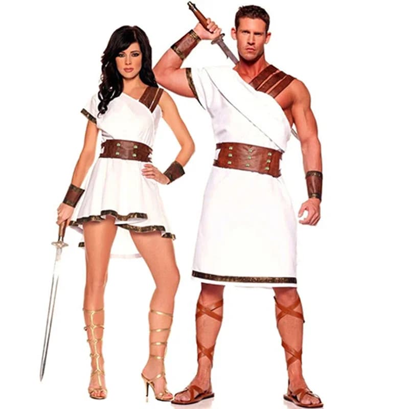 Costume de couple pour Halloween et Carnaval, déesse grecque, guerrier romain, gladiateur égyptien, cosplay, robe de fête fantaisie