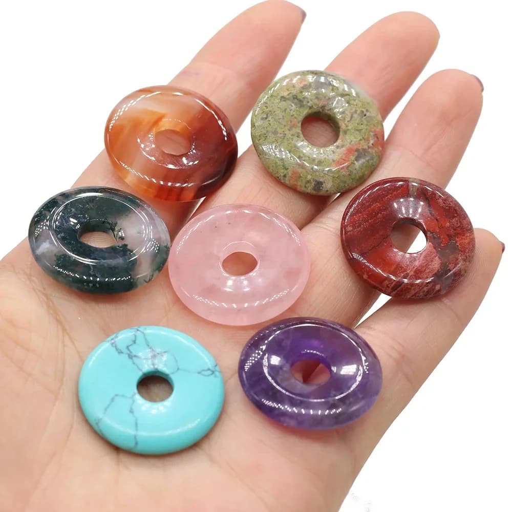 Perles en pierre naturelle à grand trou, quartz Rose, améthystes, perles amples pour fabrication de bijoux, collier, cadeau, taille 25x25mm