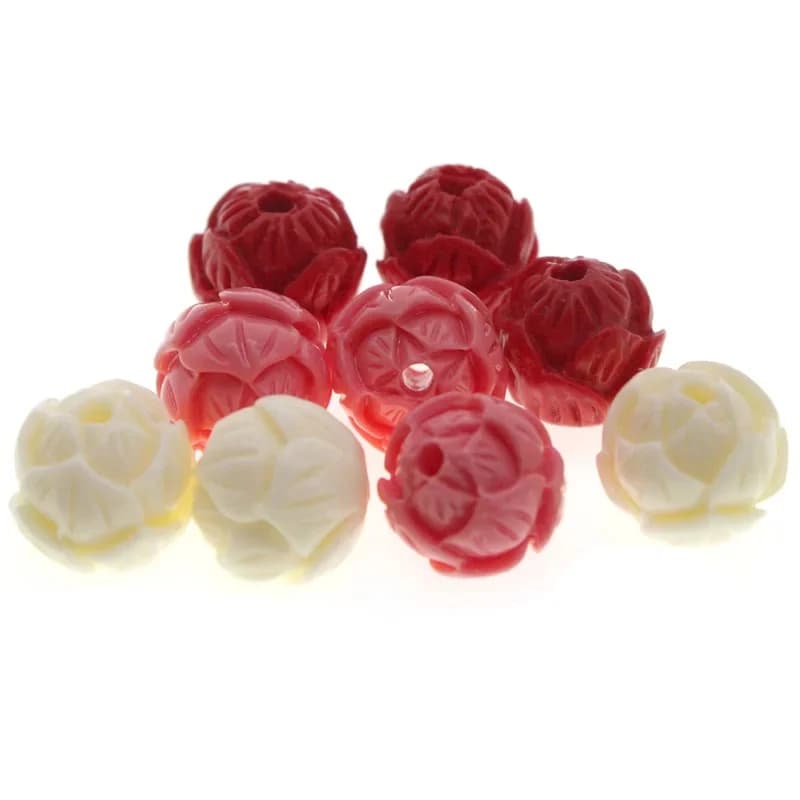 20 pièces fleur de Lotus sculptée cinabre naturel perles rouges rondes perles d'espacement en vrac pour la fabrication de bijoux bracelet à bricoler soi-même boucles d'oreilles à la main