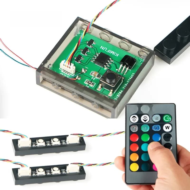 6 pièces 1*3 points LED télécommande de lumières accessoires colorés brique classique éducation blocs de construction émettant de la lumière enfant
