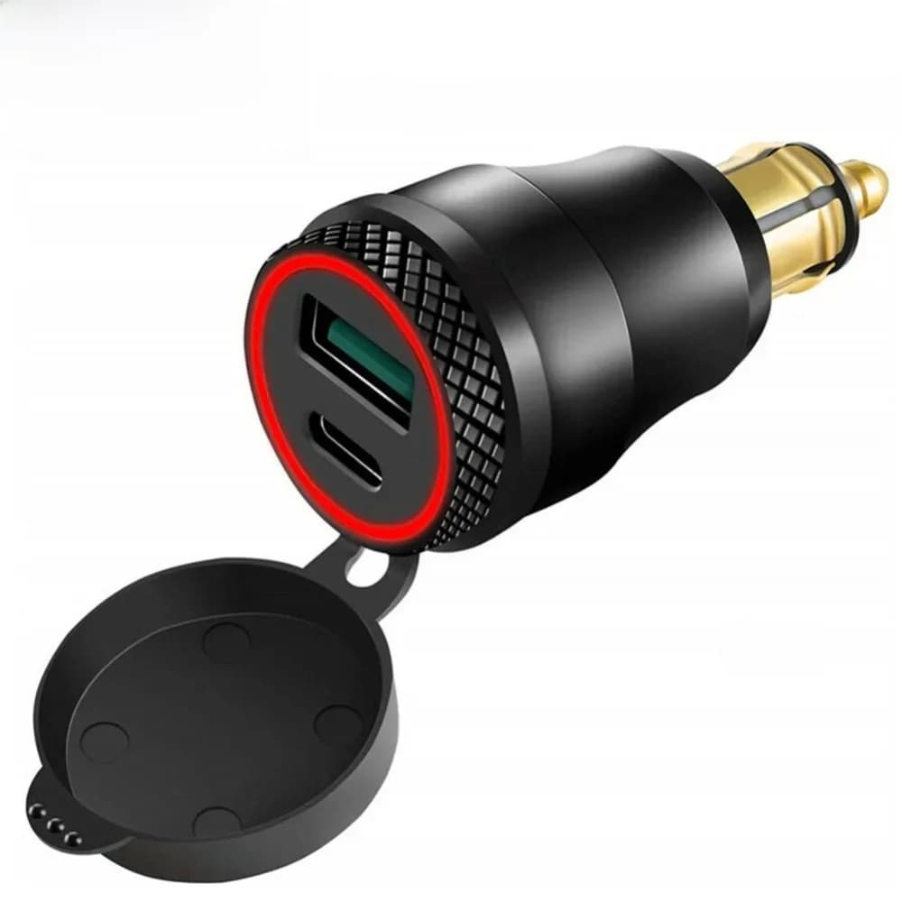 Boîtier métallique en alliage d'aluminium QC3.0 30W, chargeur USB type-c, voltmètre 12-24v pour moto BMW, prise Hella Din