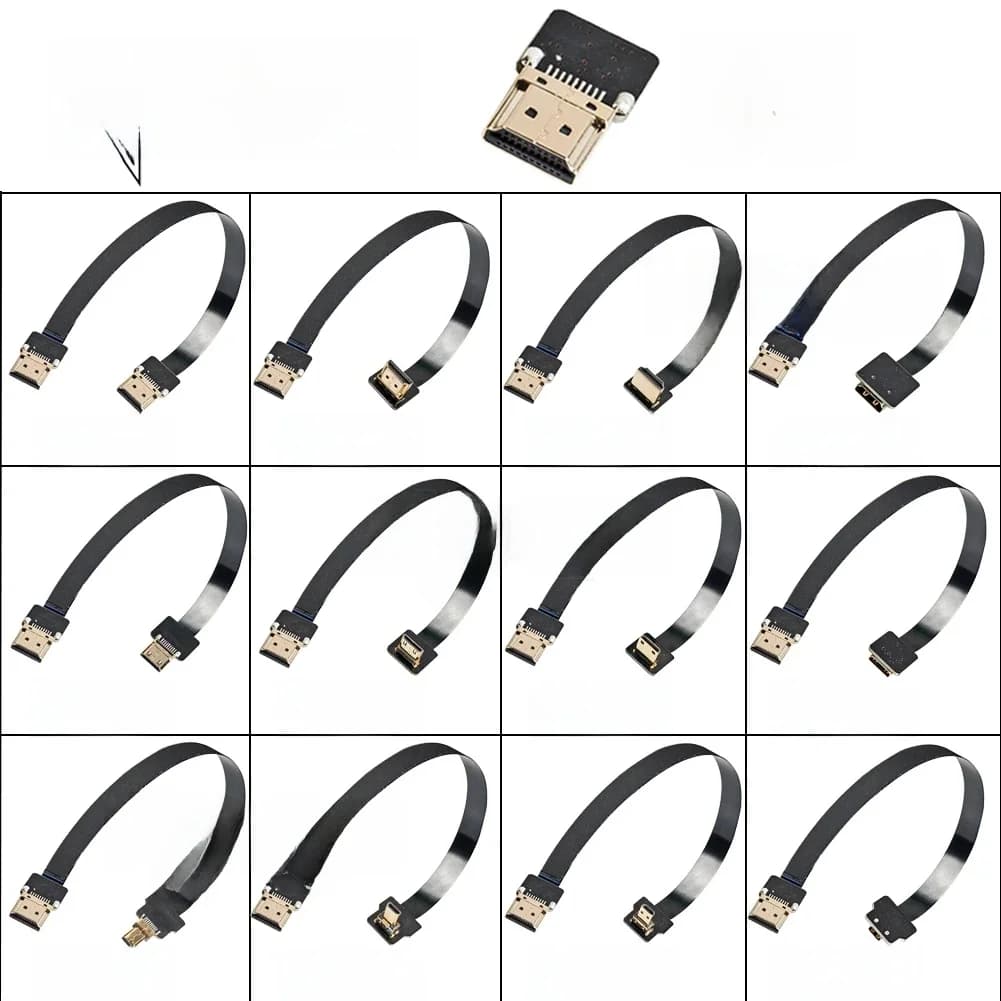 Câble HDMI ultra fin A1 compatible FPV, câble flexible mini HDMI vers micro HDMI, ruban de 30 cm, court, FPC FFC