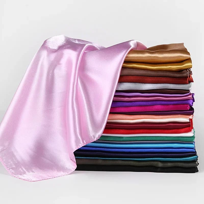 HUISHI-Foulard Hijab en Satin de Couleur Unie pour Femme, Châle Carré de 90cm pour Cheveux