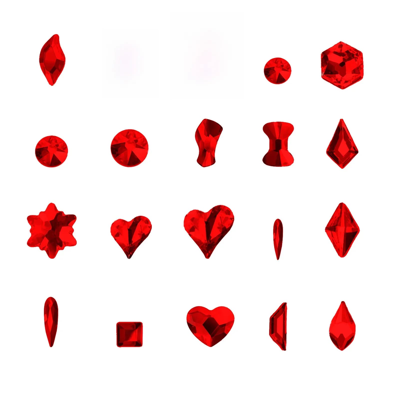 20 pièces mélange formes rouge cristal ongles diamant Strass verre ongles breloques Strass pour 3D ongles Art décoration bijoux fournitures