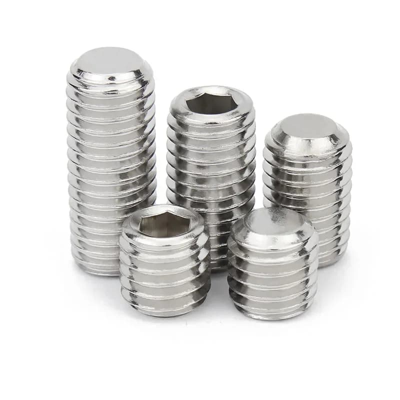 M1.6 M2 M2.5 M3 M4 M5 M6 M8 M10 M12 M14M16 DIN913 acier inoxydable Allen hexagonale douille hexagonale extrémité plate sans tête boulon de réglage vis