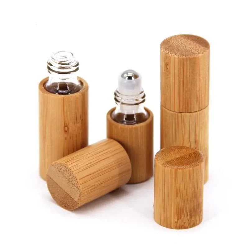 3 ml 5 ml 10 ml bouteille en bois de bambou parfum bouteille d'huile vide rouleau en acier inoxydable sur boule parfum aromathérapie bouteille huile rouleau bouteille