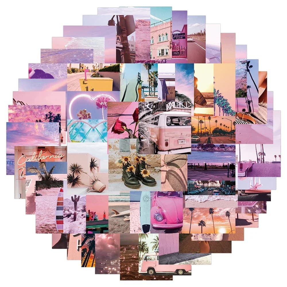 10/30/62 pièces INS Style rose paysage autocollants esthétique californie soleil décalcomanies bagages ordinateur portable Skateboard téléphone autocollant jouets