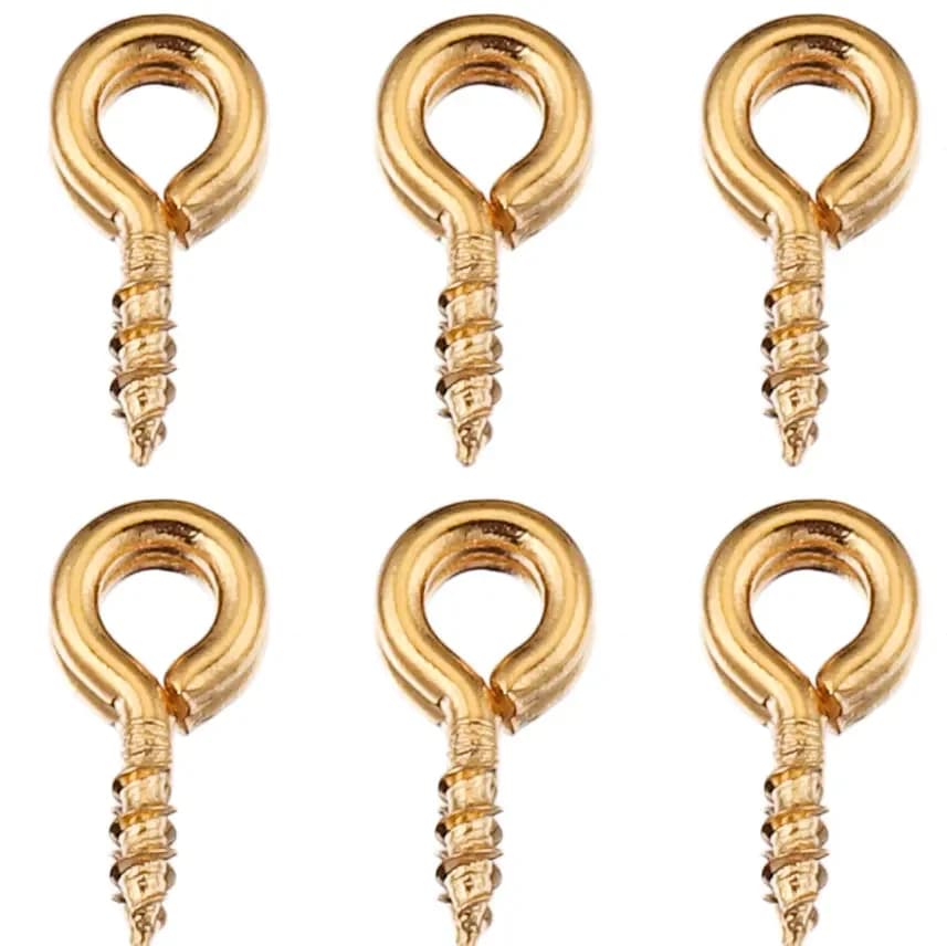 Mini épingles à œil minuscules en acier inoxydable, 100 pièces, crochets, œillets, vis filetée, fermoirs dorés, crochets pour bricolage, bijoux exécutifs, vente en gros