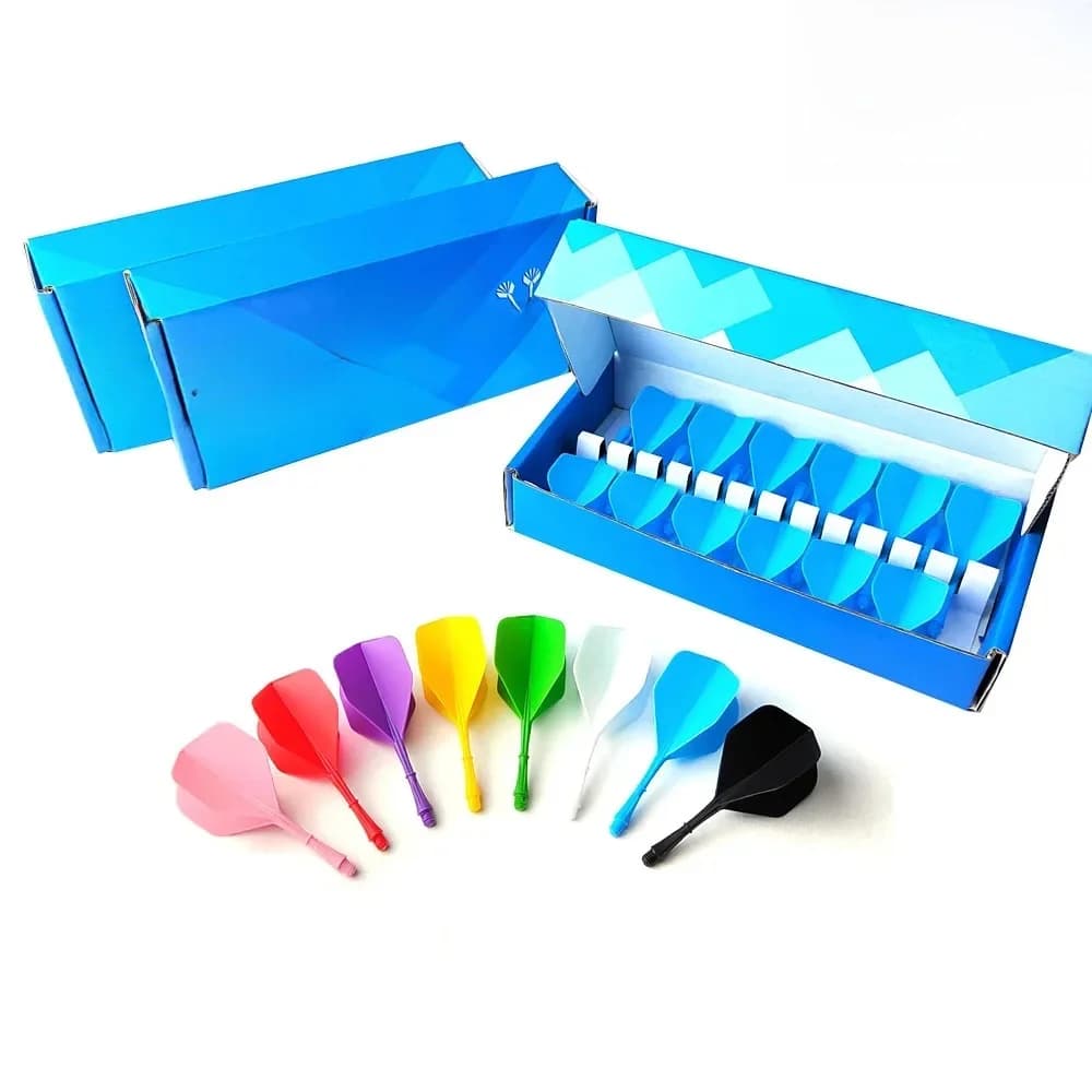 FOX SMILING Ailes de fléchettes et tiges 12 pièces, Ailes de fléchettes et tiges intégrées, Vis 2BA, Ensemble d'accessoires de fléchettes tout-en-un, Durable et anti-chute