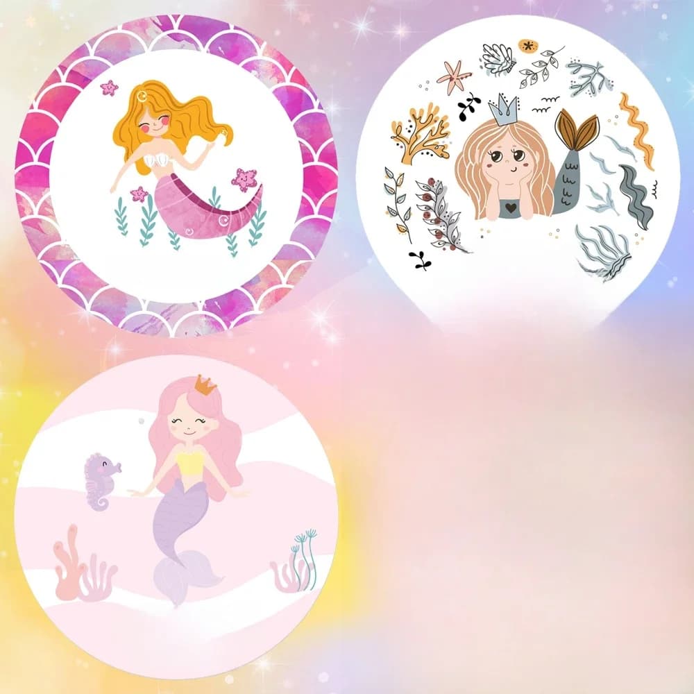 Autocollants de fête de sirène personnalisés, décoration de sac de boîte-cadeau d'anniversaire de fille, baby shower, 2.5-7cm