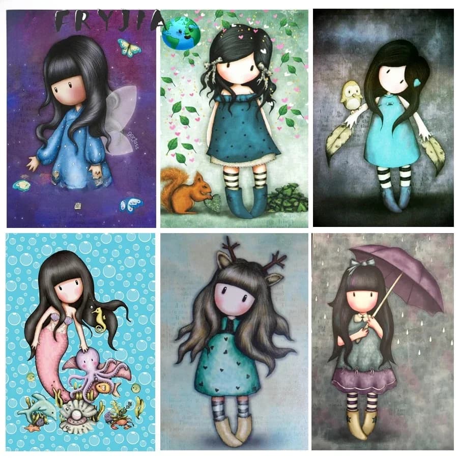 Peinture diamant thème dessin animé fille, broderie complète 5d, perles carrées ou rondes, points de croix, strass, mosaïque, cadeau pour enfants