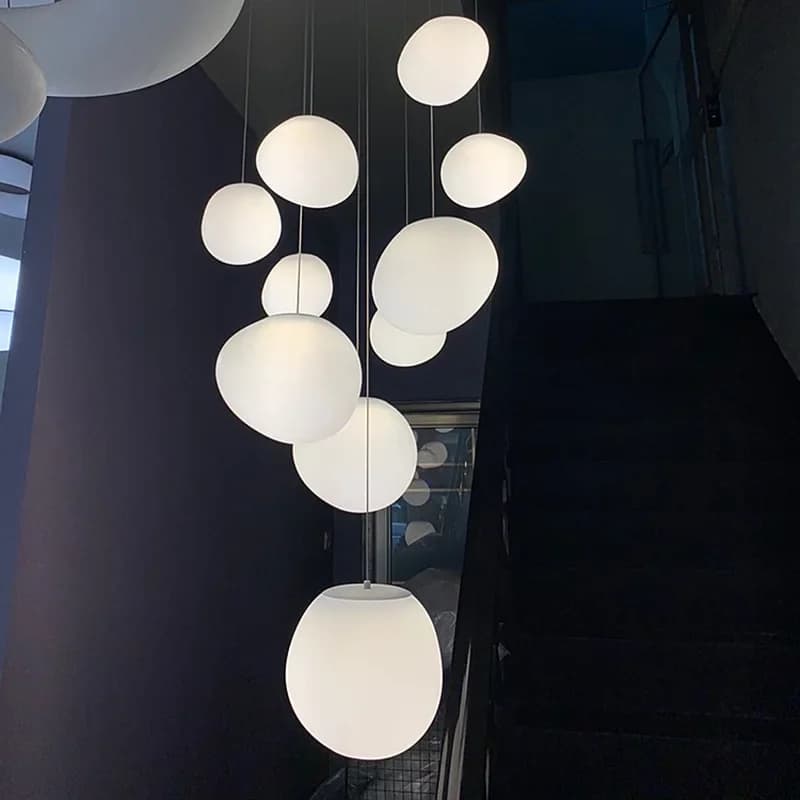 Lampe LED Suspendue en Verre Blanc, Design Gregg, Luminaire Créatif pour Villa, Escalier, Magasin