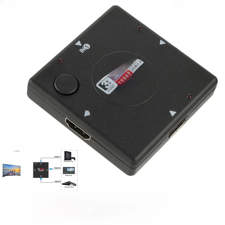 Commutateur HDMI 3 en 1 sortie commutateur HDMI 3 ports boîtier Hub commutateur automatique 3x1 1080p HD 3 en 1 sortie HDMI répartiteur HUB pour HDTV XBOX360 PS3