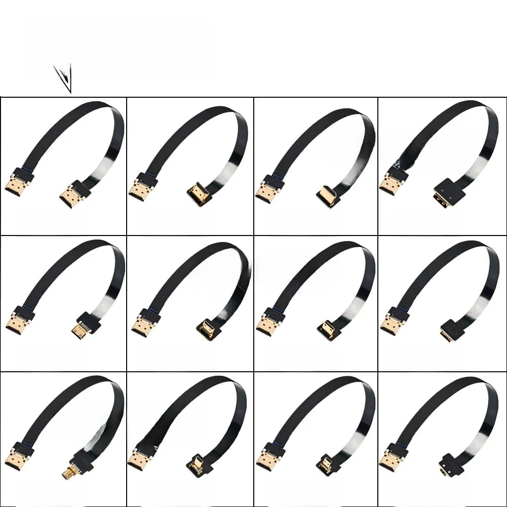 Câble HDMI compatible FPV, câble ruban HDMI FFC, connecteur HDMI miniature/micro 90 degrés vers HDMI standard, connecteur PCB 20 broches, FPV Micro HDMI 5c