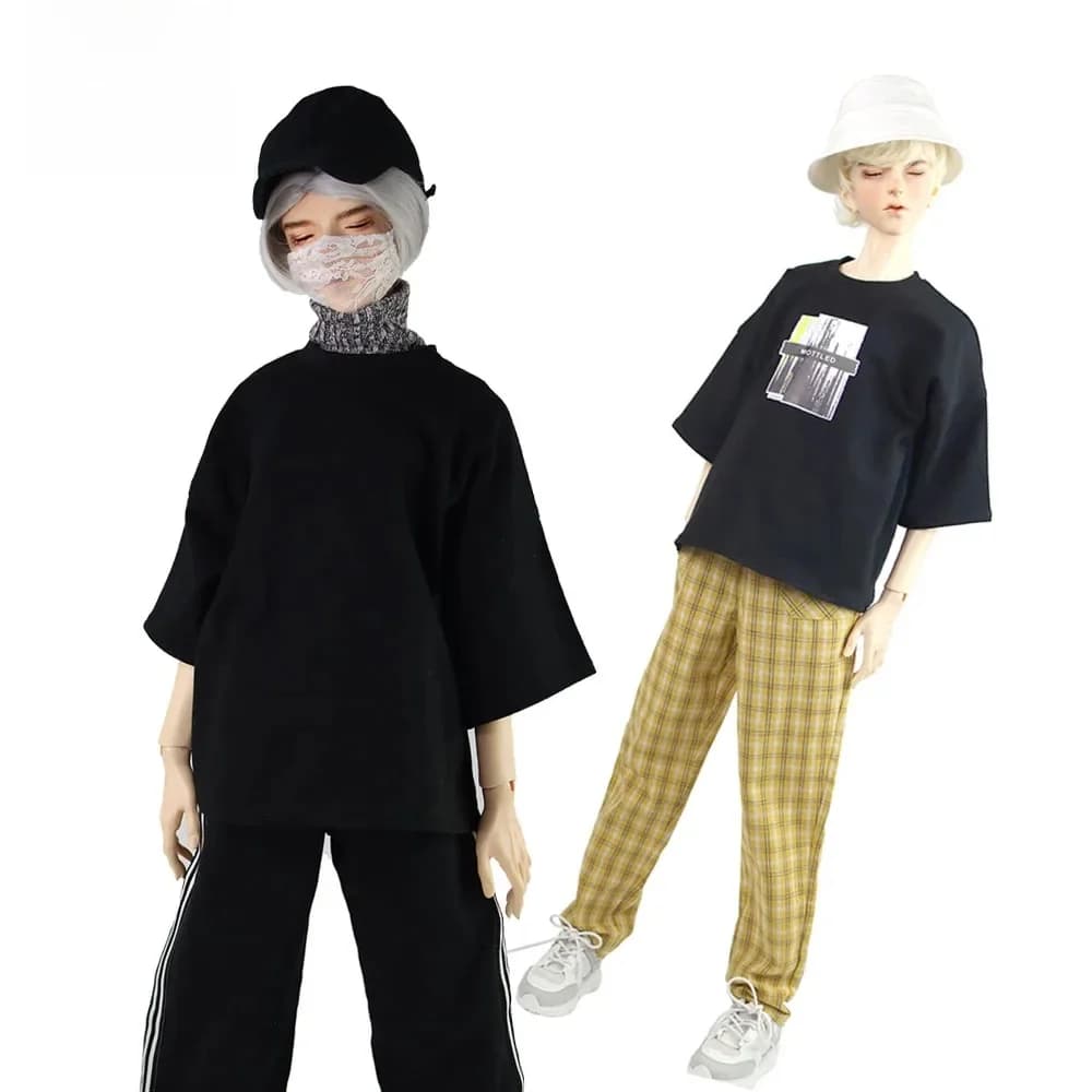 Vêtements pour poupée BJD Uncle de 1/3 (65-70 cm) - Pantalon à carreaux tendance et pull taille haute pour poupée articulée sphérique