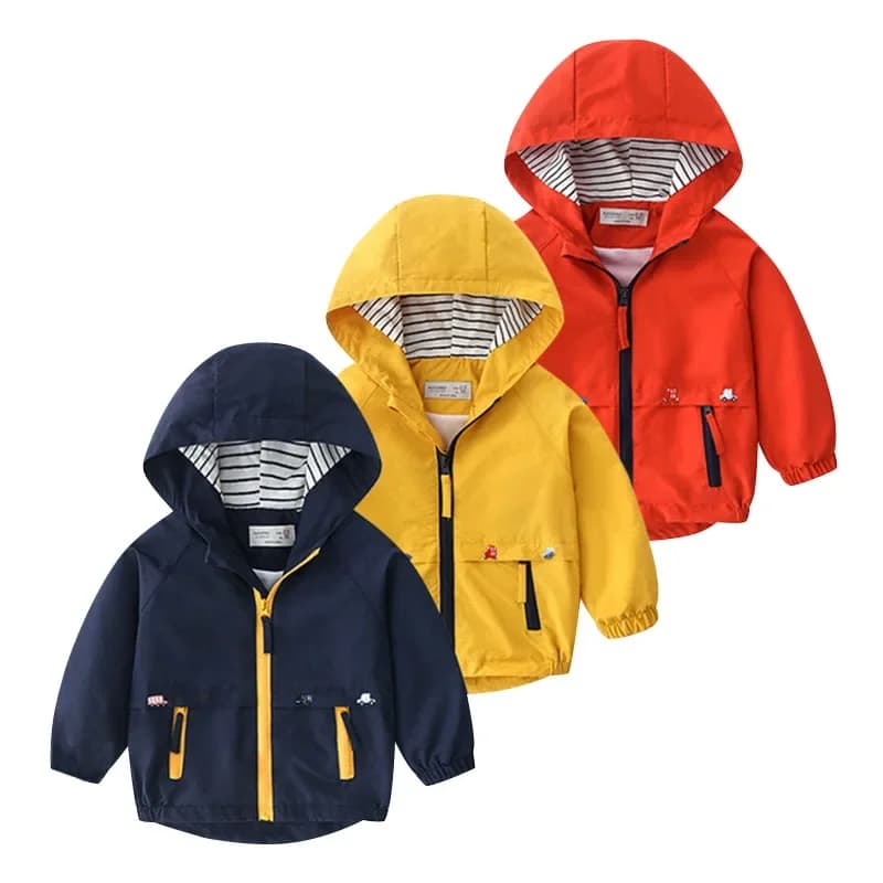 Manteaux de printemps et d'automne pour garçons, vestes pour enfants en bas âge, coupe-vent à capuche avec poche, fermeture éclair, vêtements d'extérieur pour bébés de 2 à 7 ans