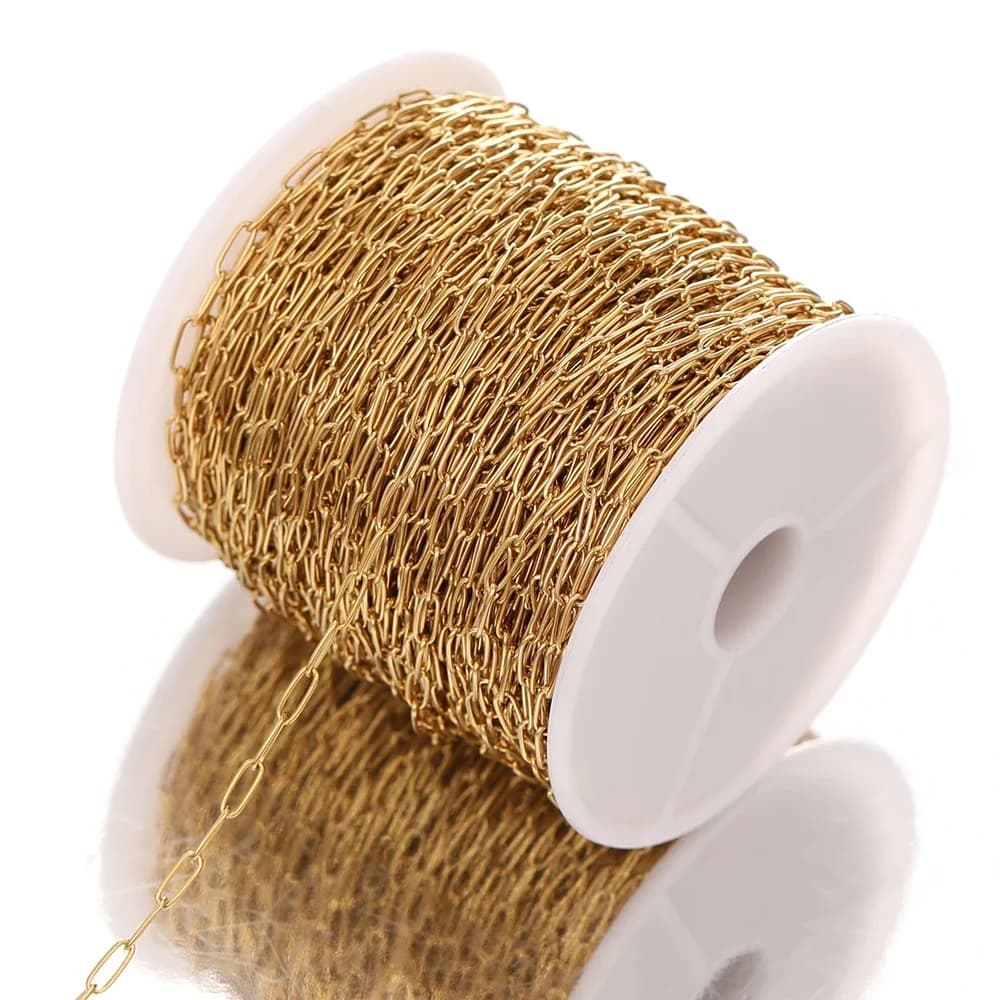 Chaînes de câbles à maillons ovales en acier inoxydable de 2 mètres, en vrac pour la fabrication de bijoux, résultats de colliers, artisanat, Bracelet de cheville, chaînes de corps