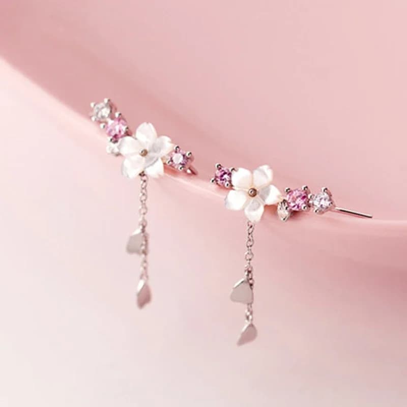 Mode créative fleurs de cerisier fleur Design boucles d'oreilles pour les femmes romantique élégant fleur boucles d'oreilles fête fiançailles bijoux