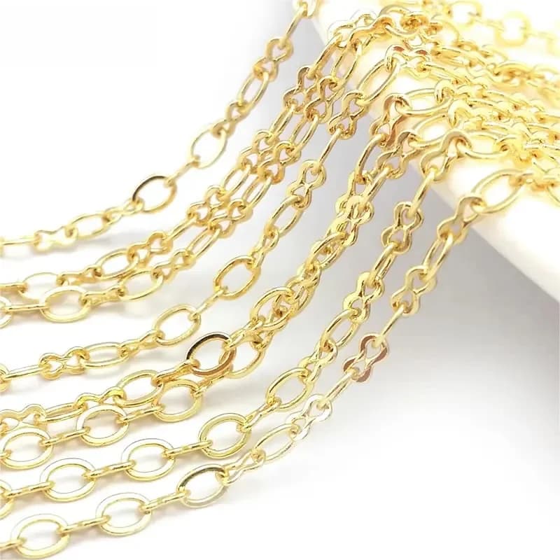 Chaînes de colliers et bracelets en laiton couleur or 18 carats, forme ovale longue, fournitures de fabrication de bijoux, accessoires DIY