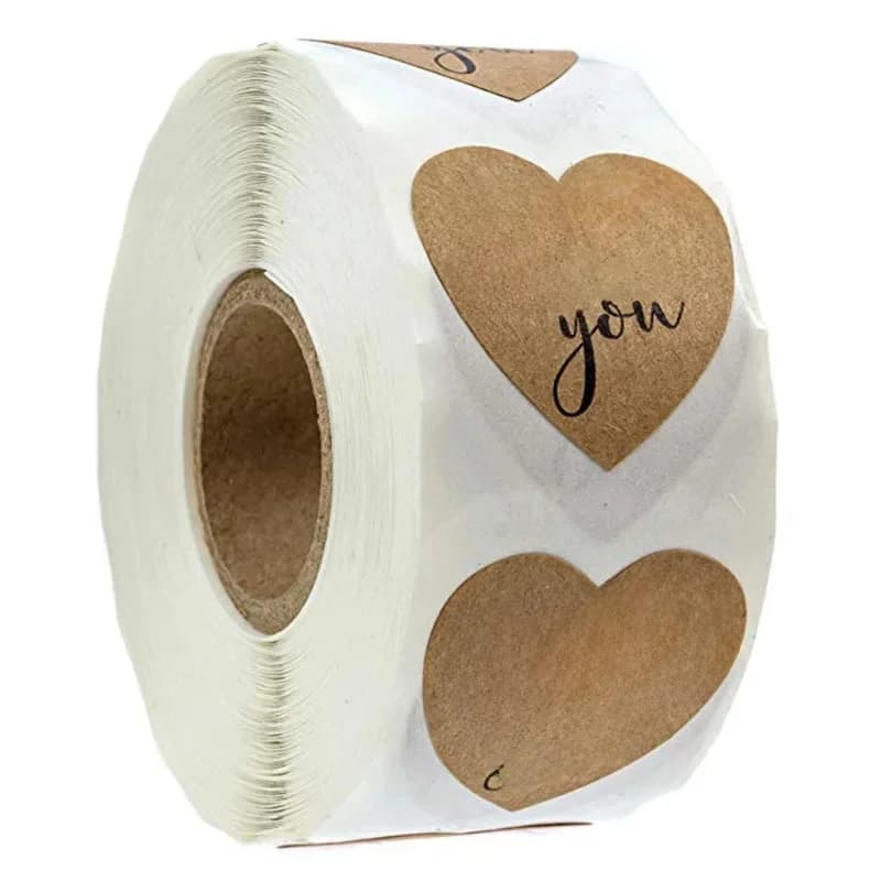 Autocollants de Remerciement en Kraft Naturel, Sceau en Forme de Cœur, pour Scrapbooking, GT, 1 Pouce, 50 à 500 Pièces