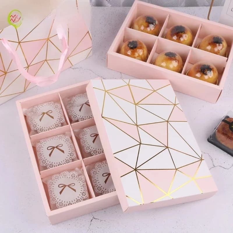 Boîtes d'Emballage en Papier Kraft à 8 Grilles pour Bonbons, Cookies, Desserts, Macaron, Chocolat, Biscuits, Cadeaux, Fourniture de Mariage, 5 Pièces