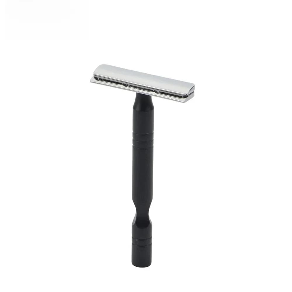 YAQI – rasoir de sécurité pour hommes, poignée en aluminium couleur Chrome et noir, lame ca légère, Excalibur, à bord unique
