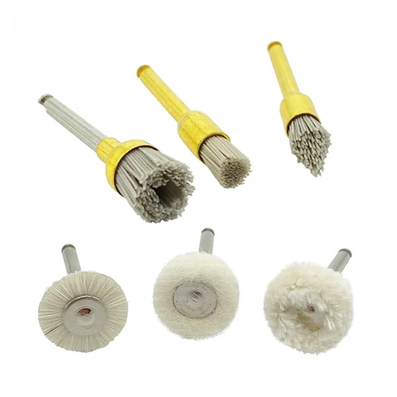 Brosse de polissage dentaire à tige RA, 5 pièces, matériaux de roue de forage, feutre de coton, laine de chèvre, outils d'alumine, diamètre 10mm, pièce à main, outils rotatifs