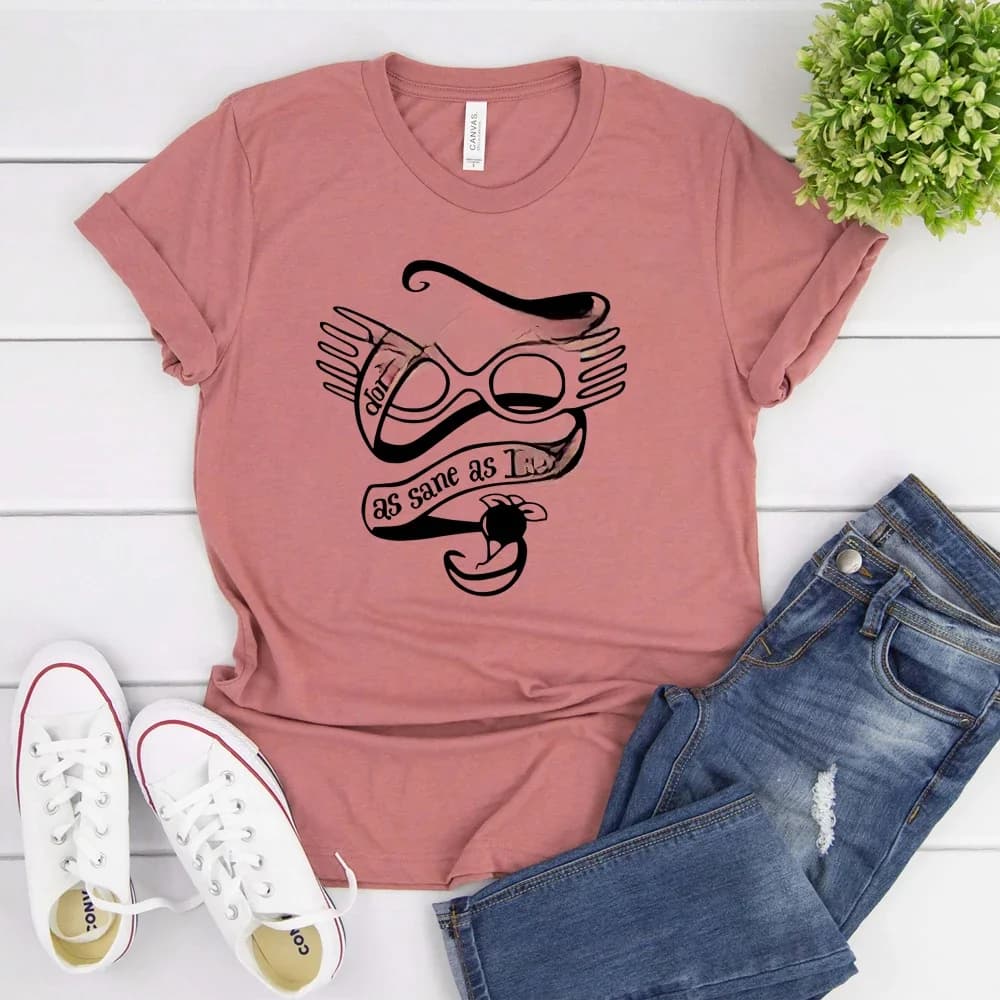 Ne vous inquiétez pas, vous êtes aussi sain que Luna Lovegood, T-shirt mignon de l'école HP Magicl, Spectra spécifications citation, T-shirt de magicien Cool