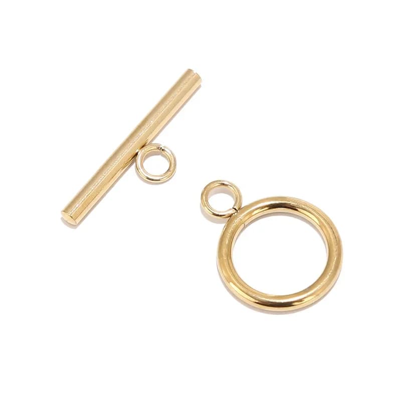 10 ensembles de fermoirs à bascule en acier inoxydable plaqué or 2x15mm, gros fermoir OT, accessoires pour la fabrication de bijoux, bracelets et colliers à faire soi-même