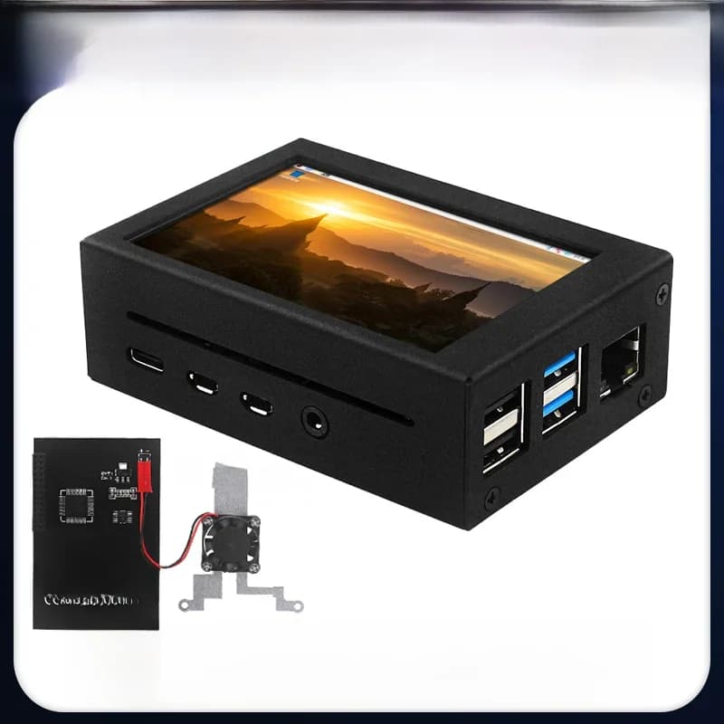 Raspberry Pi 4 modèle B, écran tactile 3.5 pouces, 5 50 FPS, boîtier métallique, coque en aluminium, support de refroidissement