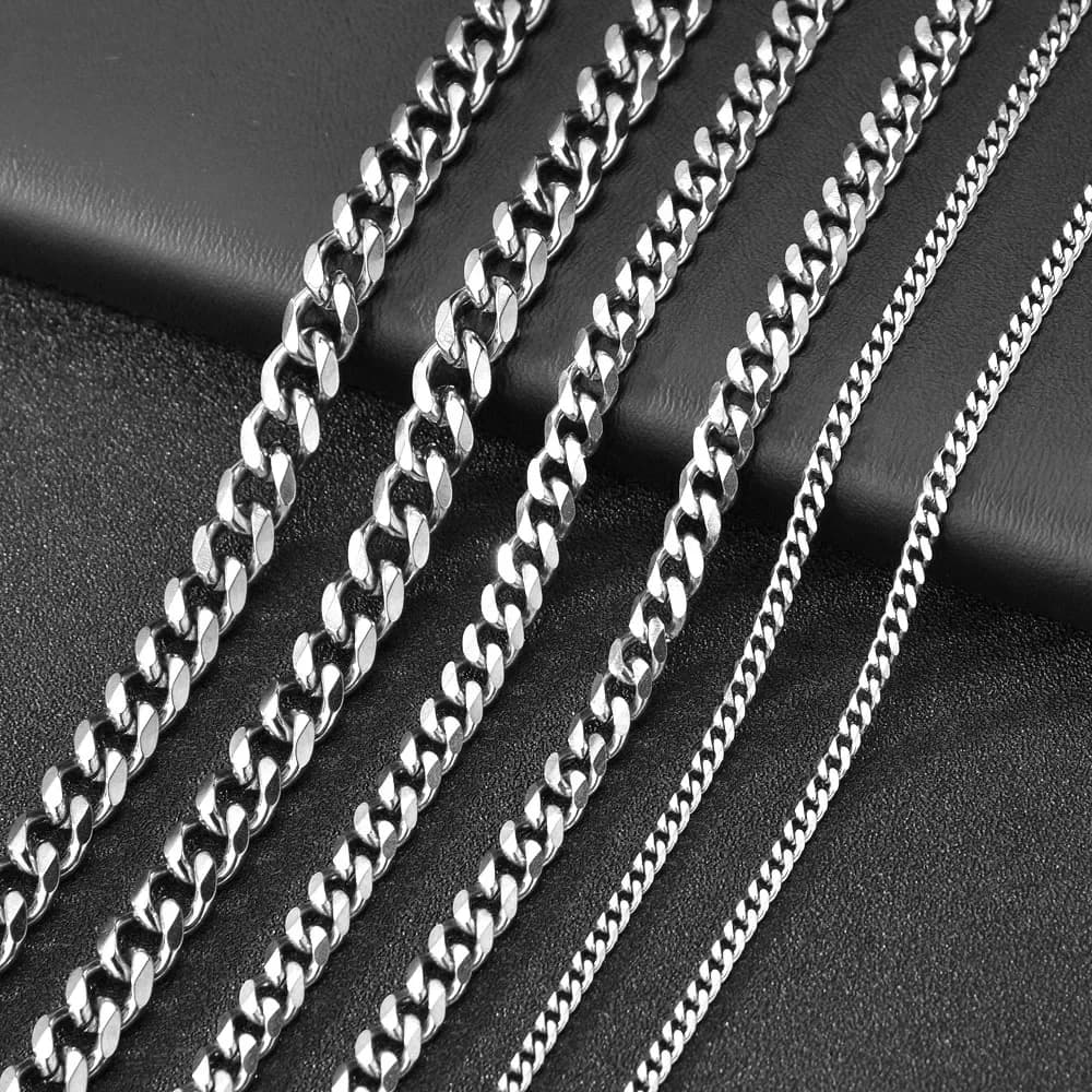 Chaîne à maillons cubains pour hommes, taille 3.6/5/6/7/8/9mm, collier Punk en acier inoxydable, bijoux à la mode, cadeaux pour hommes