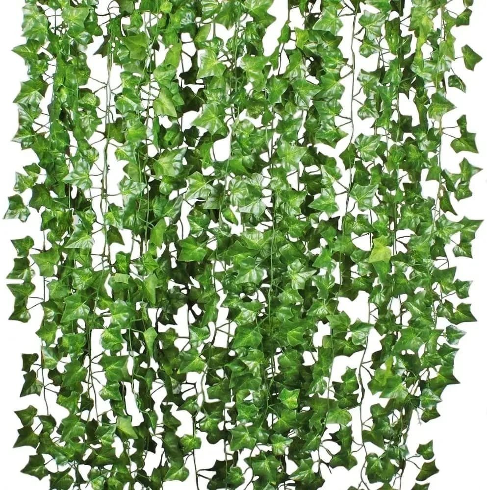 Guirxiété de Faux Feuillage, Plantes Artificielles de Lierre et Cuir oral elu, Décoration Murale de Maison, Cuisine, Jardin, Bureau, Mariage, 12 Brins
