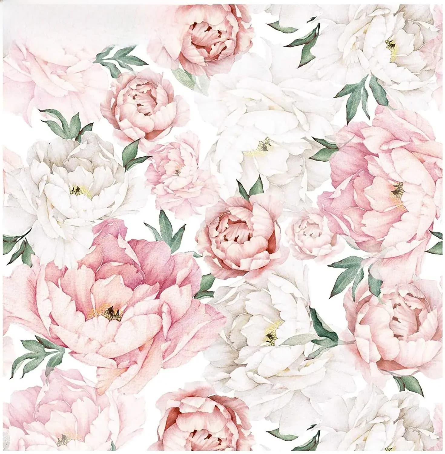 Papier peint auto-adhésif blanc et rose, avec motif de pivoine fraîche, amovible, pré-adhésif, imperméable, revêtement Mural Extra épais