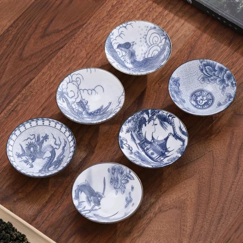 Service à thé en céramique chinoise, petite tasse à thé, tasse unique, porcelaine bleue et blanche, tasse personnelle Chazhan, tasse Master, 55ml