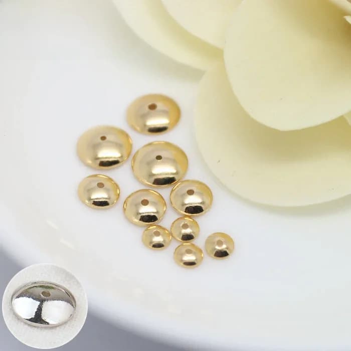 (3459)20 pièces 3MM 4MM 6MM 8MM 10MM 12MM 24K couleur or plaqué laiton brillant perles casquettes haute qualité bijoux à bricoler soi-même accessoires