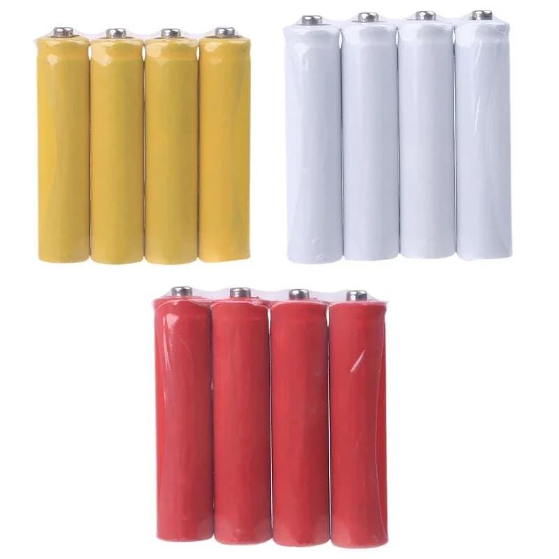 Lot de 4 pièces de faux accumulateurs sans alimentation, couleur rouge, AAA, LR03, 10440