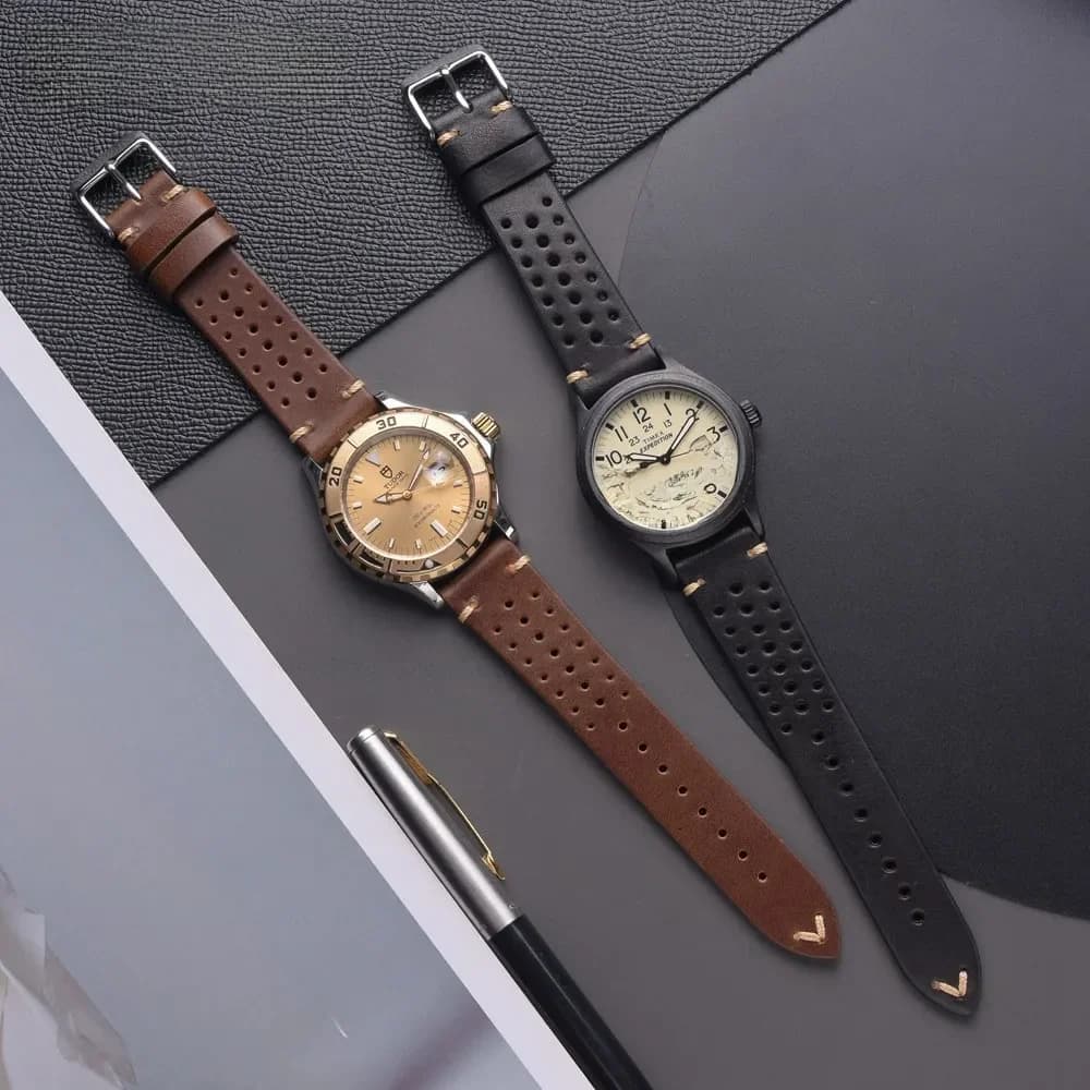 EACHE Design bracelets de montre de rallye en cuir Vintage marron 18mm 20mm 22mm bracelet de montre accessoires de montre