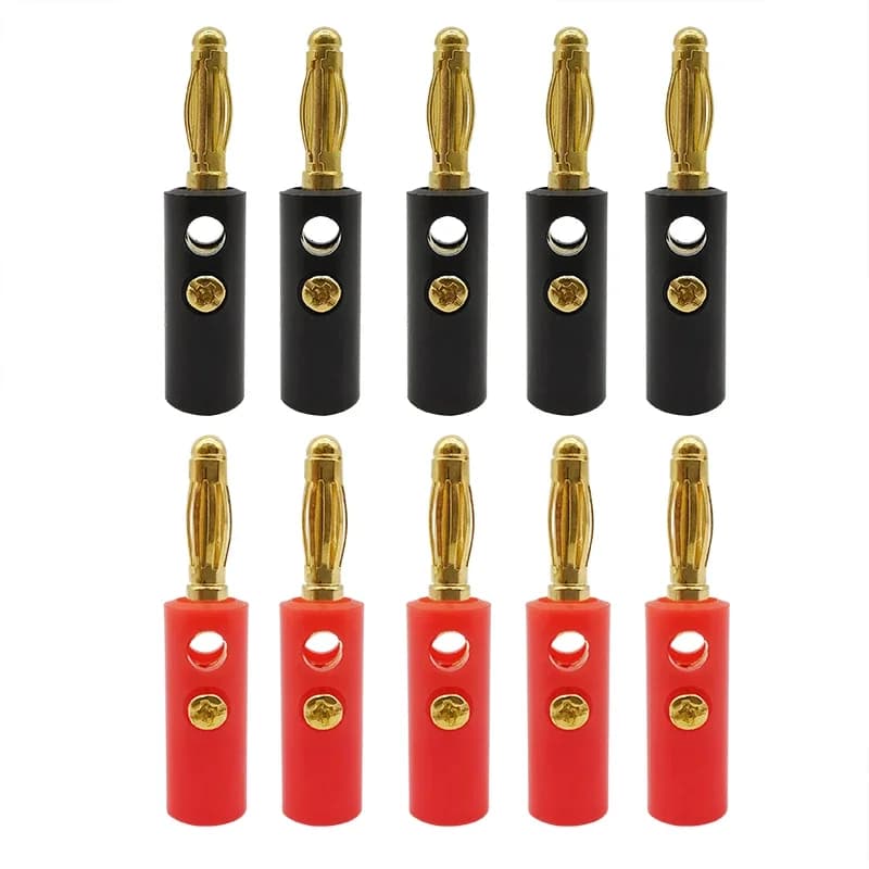2/5/10 paires plaqué or 4mm fiche banane haut-parleur fil câble adaptateur vis connecteur banane noir rouge