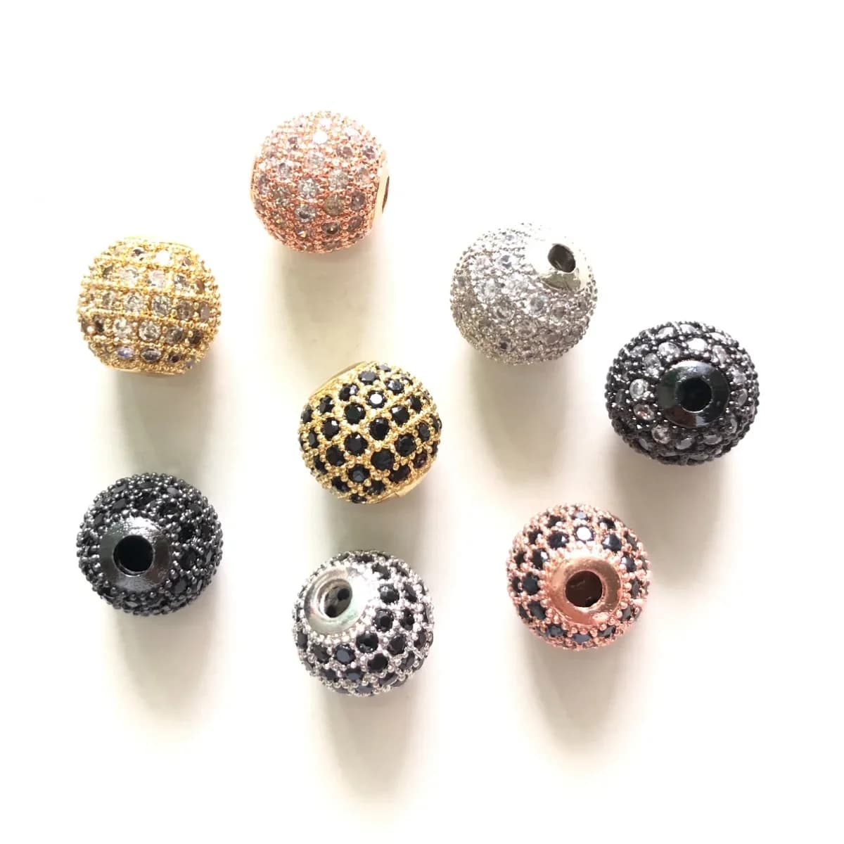 Bracelet Chang Ball Spacer Beads pour femme, Bling exécutif, Conia contre-indiqué, Pavé plaqué or, Fourniture d'accessoires de bijoux de taille, 10mm, 20 pièces par lot