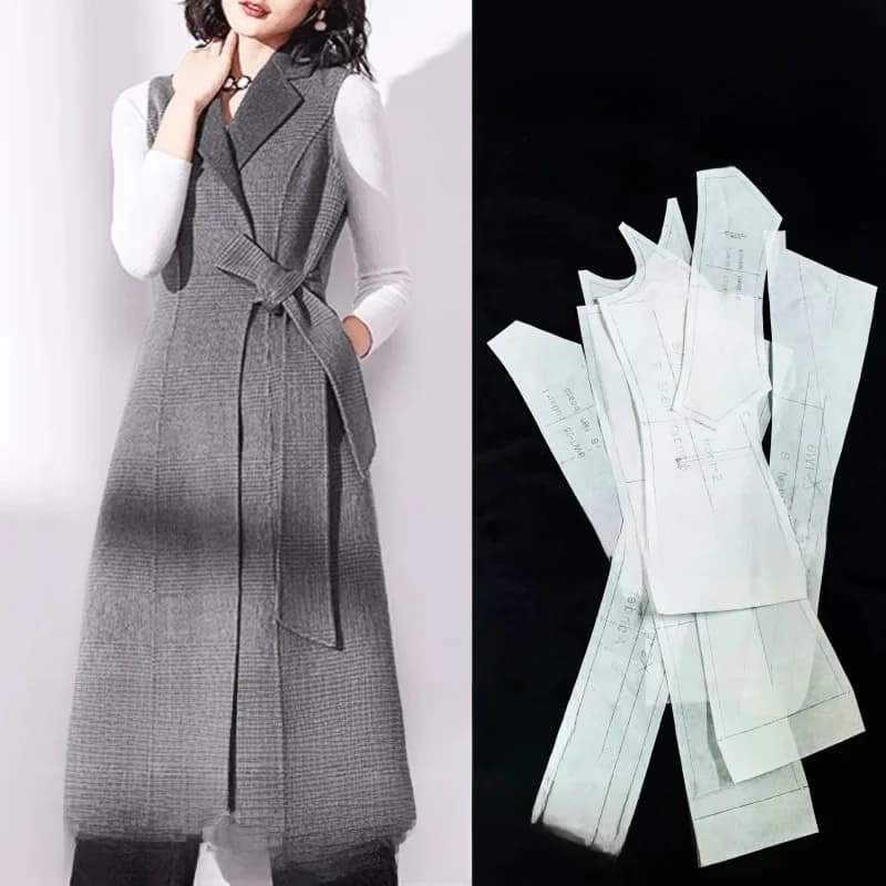 Manteau en cachemire double face pour femmes, sans manches, motif de vêtement, dessin de couture, BFY-298