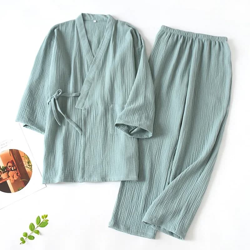Ensemble Kimono japonais 2026 coton, pyjama deux pièces pour Couple, Yukata, ample, pour hommes et femmes, costume à la vapeur, ensemble de Service à domicile, 100%