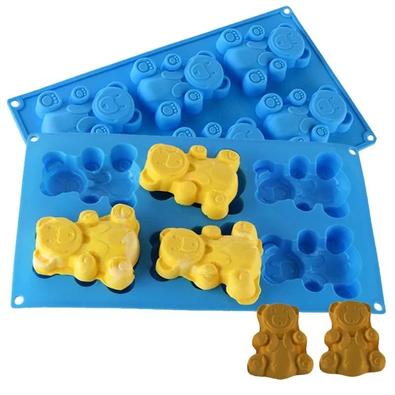 Moule à gâteau ours de dessin animé 3D, en Silicone, pour biscuits, animaux, pour la cuisson du chocolat, des bonbons, fournitures de cuisine, décoration de Cupcake, porte-clés
