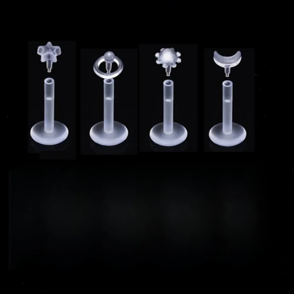 Bioplast-Clou Labret Flexible Transparent, Push-in, Piercing Jules, Anneau d'Oreille, Cartilage, Tragus, Helix, Bijoux Fantaisie, 10Pcs