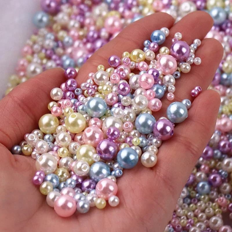 Mélange de perles colorées de 3 à 8mm, 150 pièces, Imitation de perles en plastique pour la couture, la fabrication de bijoux, résultats de collier de perles à faire soi-même