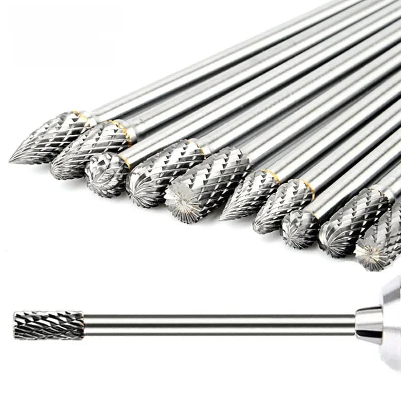 Râpe rotative à tige Extra longue de 100mm, 6mm, broyeur de sculpture, outils abrasifs, fraises en carbure, alliage, fraise, perceuse pour le métal