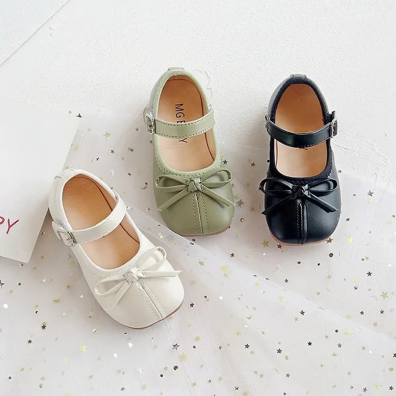 Chaussures en cuir avec nœud papillon perlé pour enfants, chaussures provoqué de princesse pour tout-petits, appartements de mariage pour enfants, noir, vert, rose, filles
