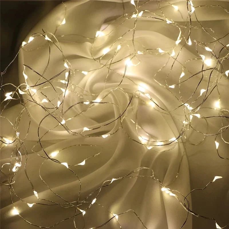 Guirlandes lumineuses à piles AA, 1M 10 LED, 2M 20 LED, 3M 30 LED, 5M 50 LED, 10M 100 LED, fil de cuivre argenté, guirlande lumineuse décorative