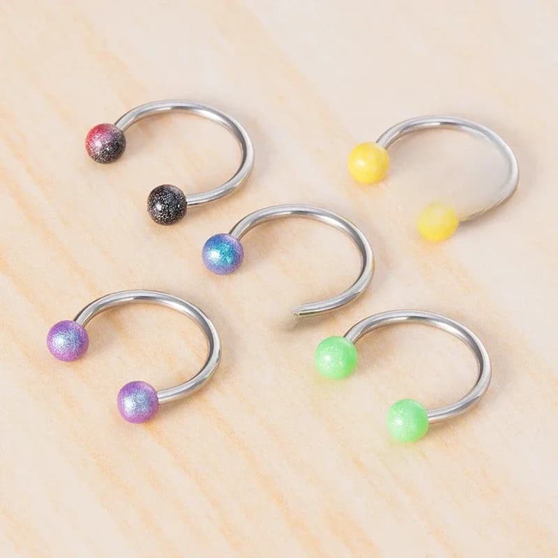 Anneaux de nez en fer à cheval en acrylique, 5 pièces de 8mm 10mm, Septum, bijoux de Piercing Cartilage Helix Tragus boucle d'oreille, anneau de Piercing à lèvres 16G