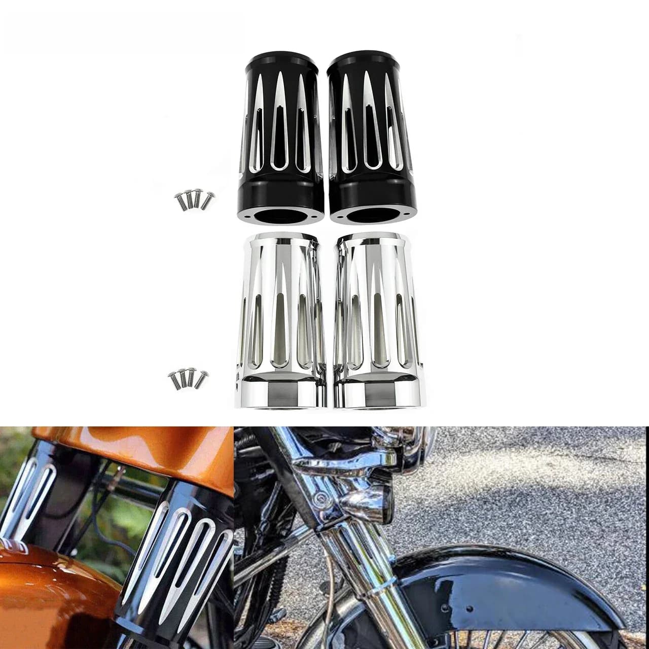 Fourche avant de moto pour Harley Touring Street Electra, couvercle de curseur de botte, amortisseur, noir chromé, FLHX uant 24